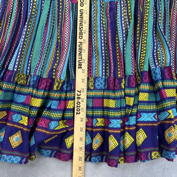 SK Wear Multicolor Pleated Maxi Skirt Boho Belt Size 8 Vintage 90s - Picture 7 of 9